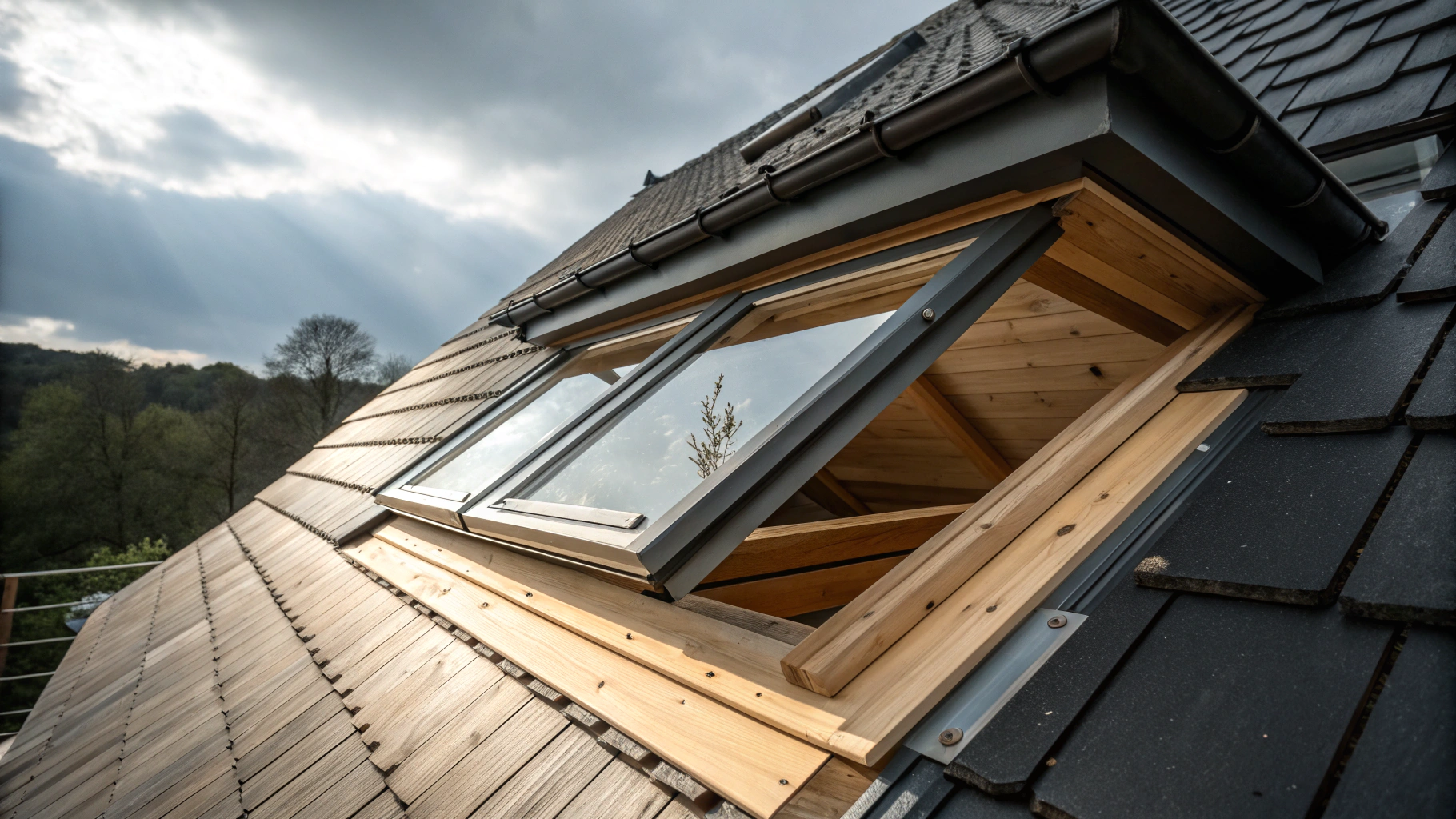 Installation d'une fenêtre de toit Velux sur toiture en pente